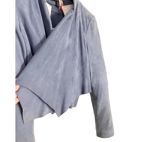 WHBM Soft Blue Drop-Front Suede Jacket Size Large Petite ❄️💙 - Picture 9 of 16